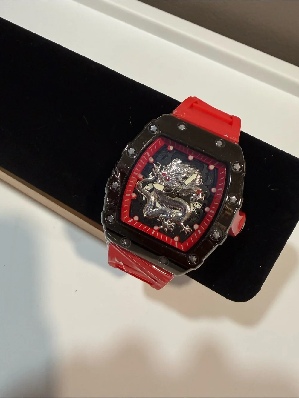 Red Dragon Skeleton Dial Sports Watch - Unbranded